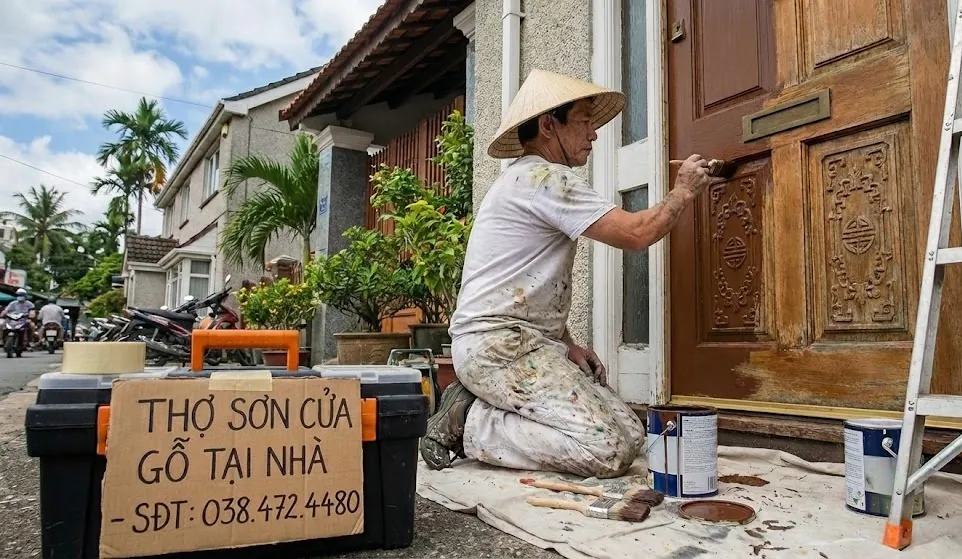 Dịch vụ sơn cửa gỗ chuyên nghiệp - Đẹp bền màu