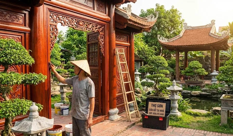 Quy trình sơn cửa gỗ 6 bước chuyên nghiệp