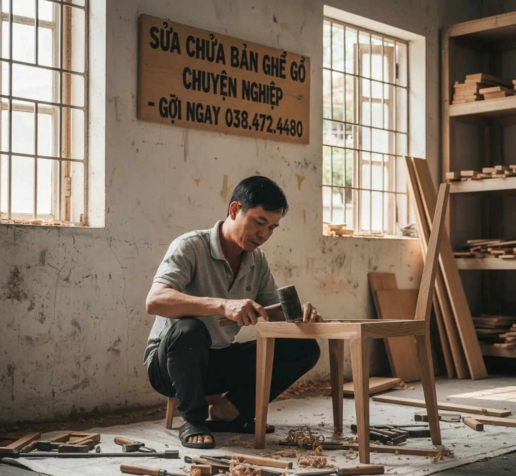 Kết quả sau khi sửa chữa bàn ghế gỗ - đẹp như mới