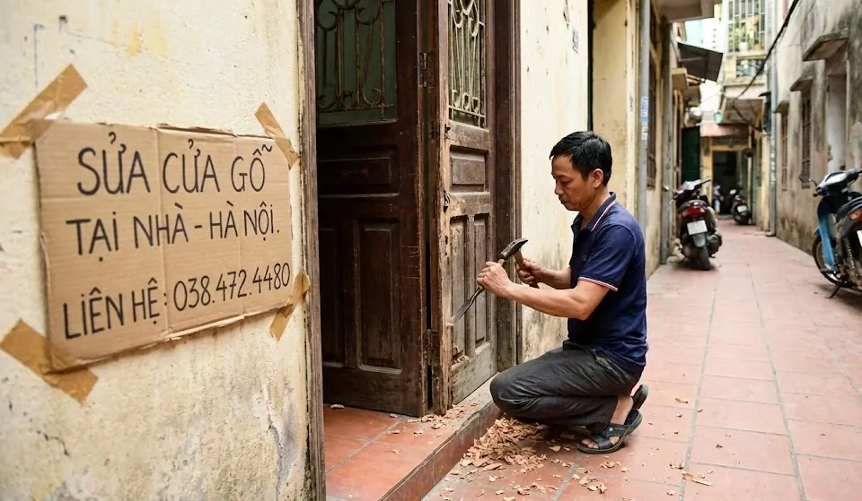 Dịch vụ sửa cửa gỗ tại nhà Hà Nội - Thợ chuyên nghiệp