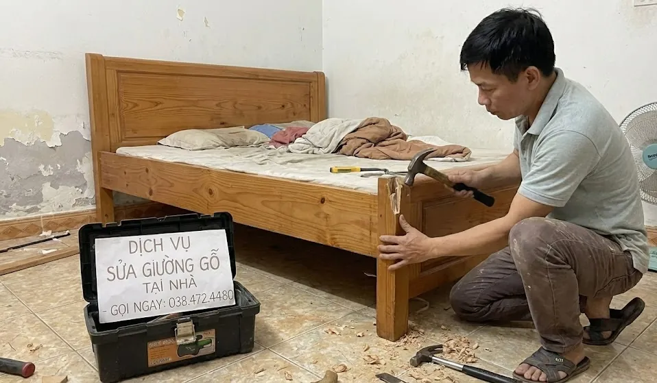Kết quả sửa giường gỗ hoàn hảo - chắc chắn như mới