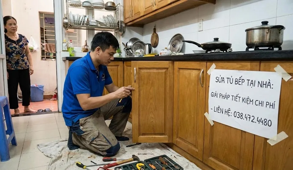 Kết quả tủ bếp sau khi sửa chữa - Đẹp như mới