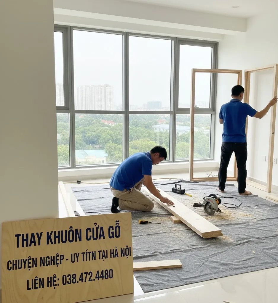 Kết quả sau khi thay khuôn cửa gỗ - đẹp như mới
